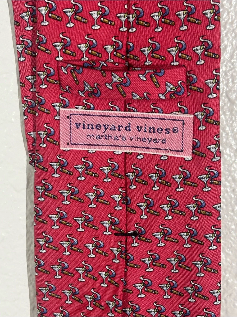 Vineyard Vines Red Micro-Pattern Silk Tie